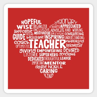 Teacher Heart Word Cloud Sticker